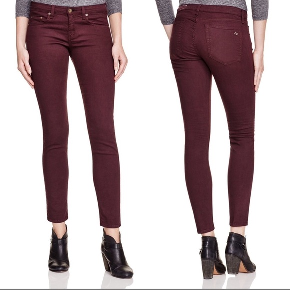 rag & bone • The Dre skinny boyfriend jeans Aged Wine burgundy maroon ankle slim - Picture 10 of 10